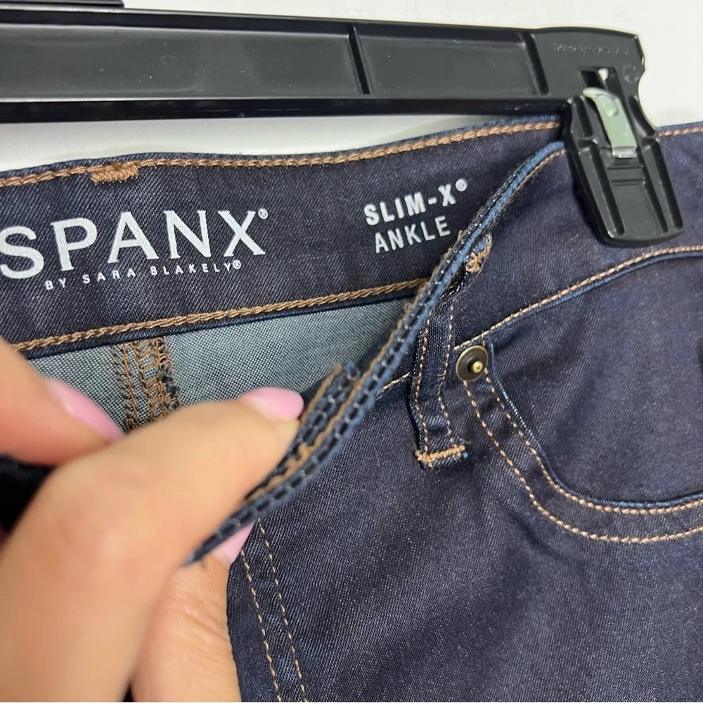 NWT SPANX Slim-X Ankle Jeans Zip Jeggings Midnight Rinse Dark‎ Wash Indigo A28